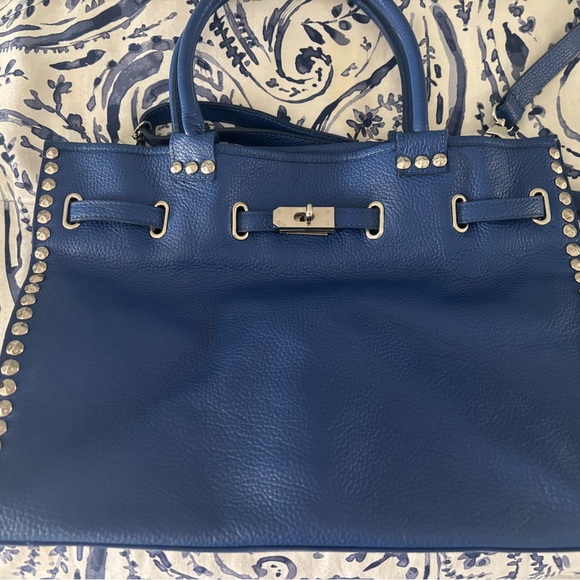 Vittoria Pacini Italian Electric Blue Calf Leather Satchel - Picture 8 of 9